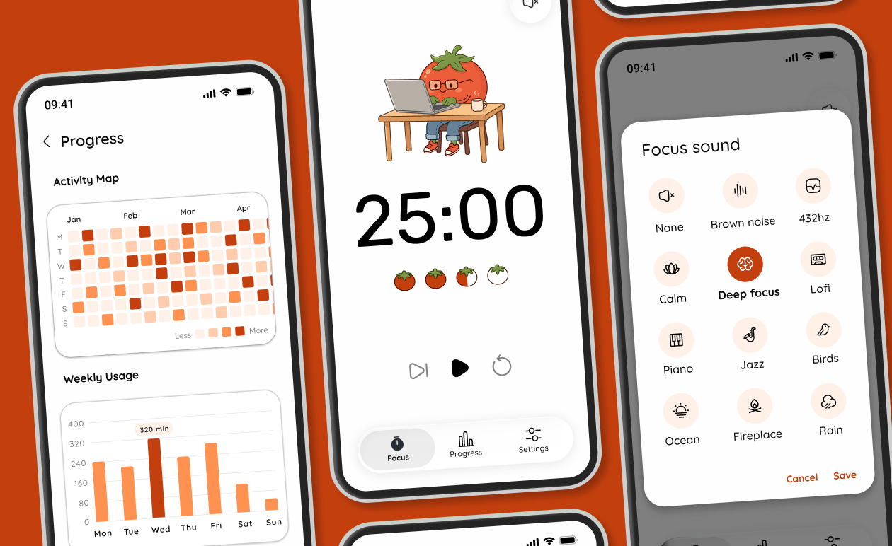 Pompom pomodoro timer app